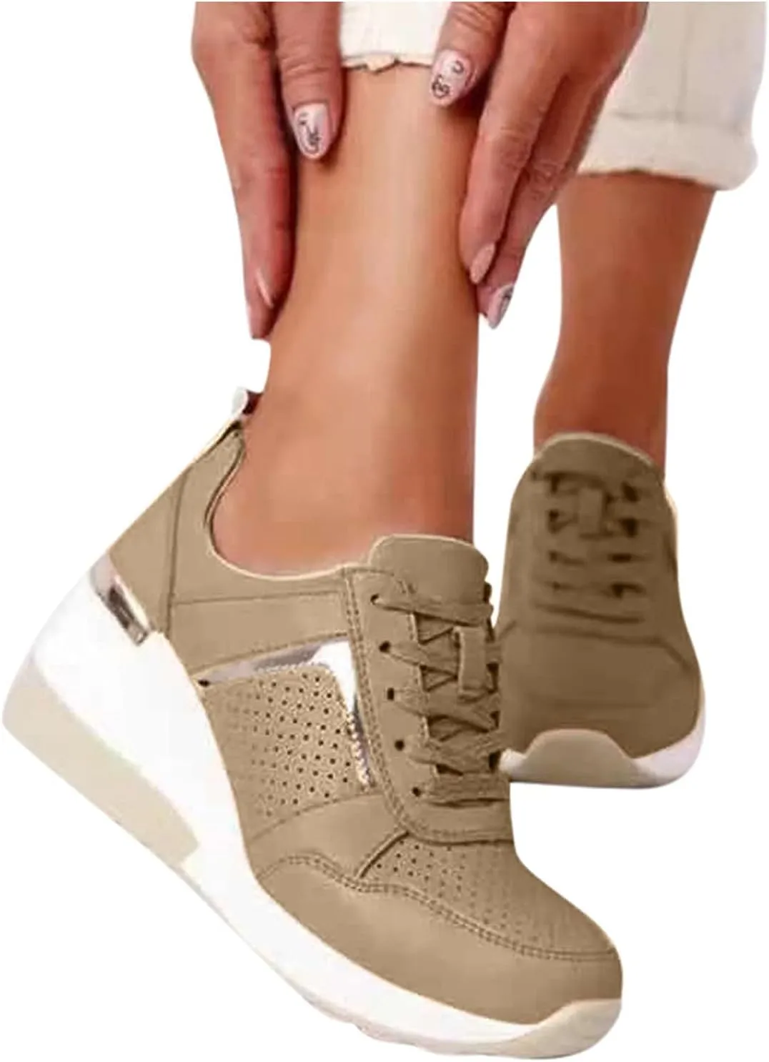 SBGMoSJ Womens Wide Casual Shoes Zapatos para Mujer CóModos Tenis Womens White Leather Slip On Sneakers Womens Shoes Sneakers Wide Toe Box Comfy Open Toe Flats Shoes Women Dressy Cute