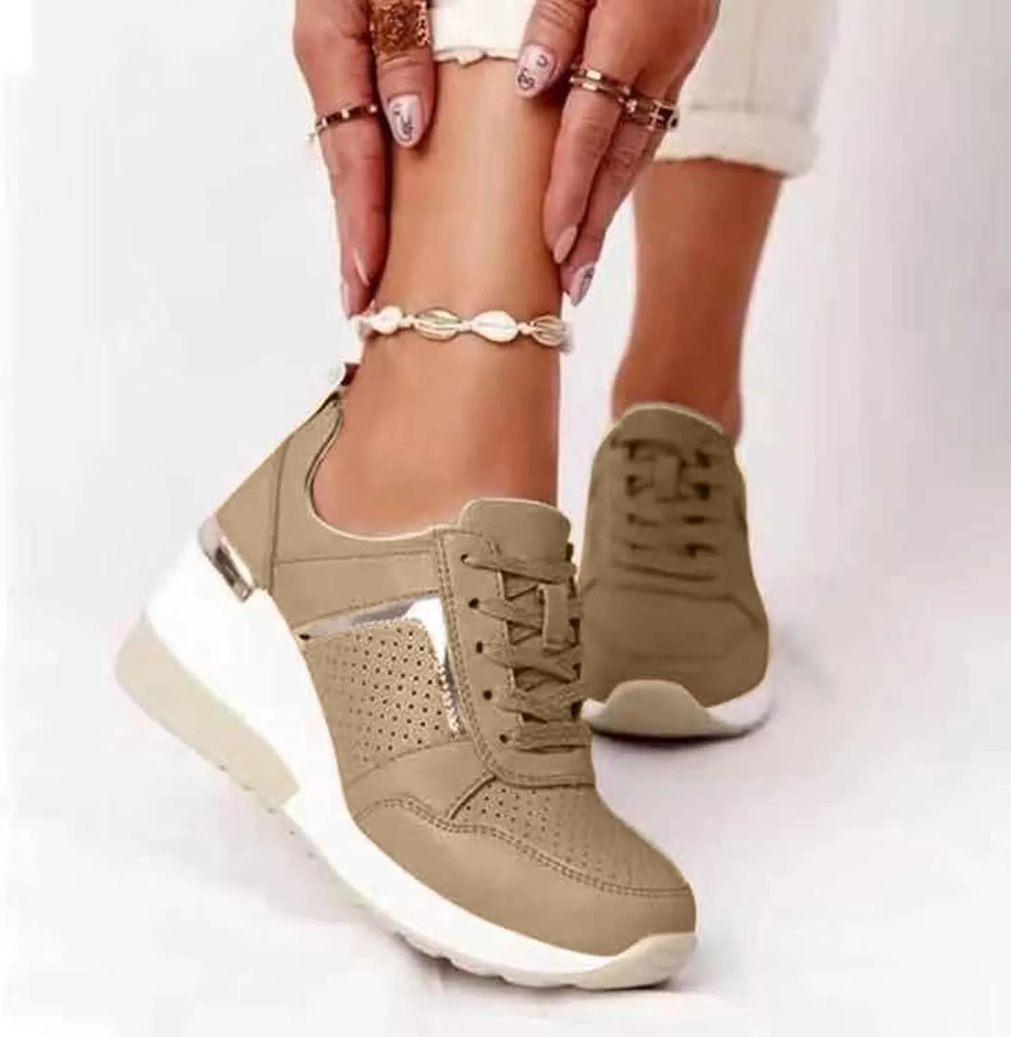 SBGMoSJ Womens Wide Casual Shoes Zapatos para Mujer CóModos Tenis Womens White Leather Slip On Sneakers Womens Shoes Sneakers Wide Toe Box Comfy Open Toe Flats Shoes Women Dressy Cute