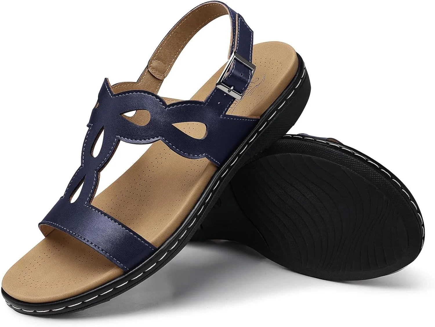 SHIBEVER Flat Sandals for Women Dressy: Comfortable Open Toe Sandal - Summer Comfort Ladies Walking Sandals