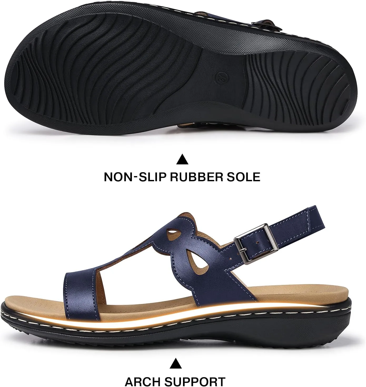 SHIBEVER Flat Sandals for Women Dressy: Comfortable Open Toe Sandal - Summer Comfort Ladies Walking Sandals