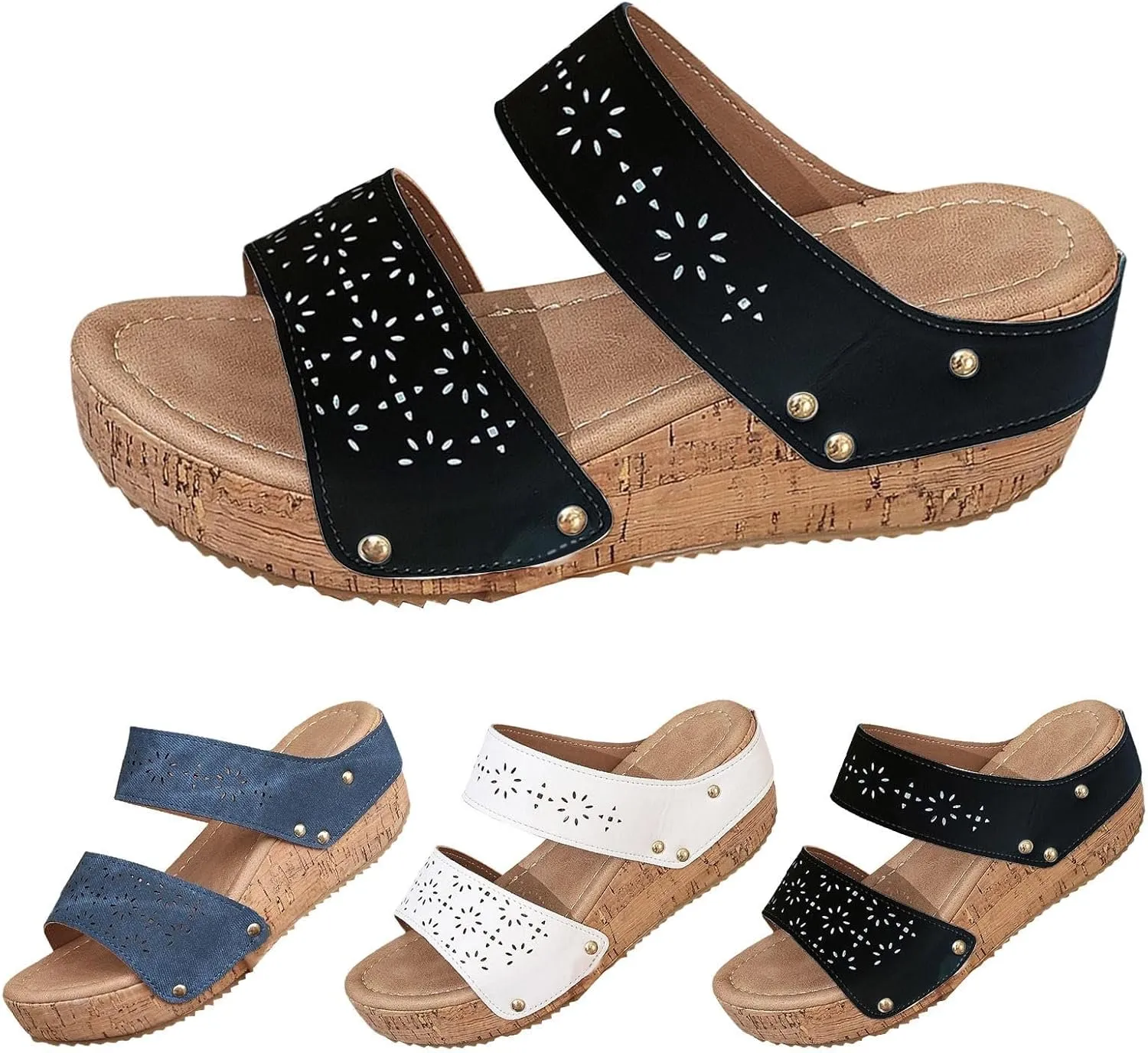 Slip on Shoes Women Dressy Comfort Casual Open Toe Wedges Sandal Orthopedic Comfortable Lightweight Low Heel Slipper