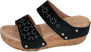 Slip on Shoes Women Dressy Comfort Casual Open Toe Wedges Sandal Orthopedic Comfortable Lightweight Low Heel Slipper