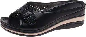 Slippers for Women Hollow Out Hook Loop Vamp Shoes Slip On Slide Arch Support Sandals Open Toe Thick Soles Mules Beach Walking Summer Slippers