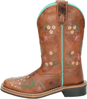 Smoky Children's Kid's Floralie Brown Leather Western Cowboy Boot