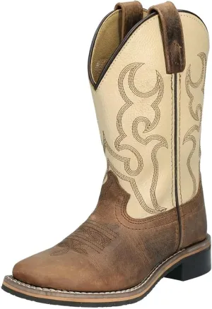 Smoky Children's Kid's Scout Brown and Cream Leather Western Cowboy Boot