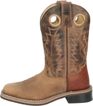 Smoky Toddler's Stars and Stripes Patriotic Western Cowboy Boots - Vintage Brown