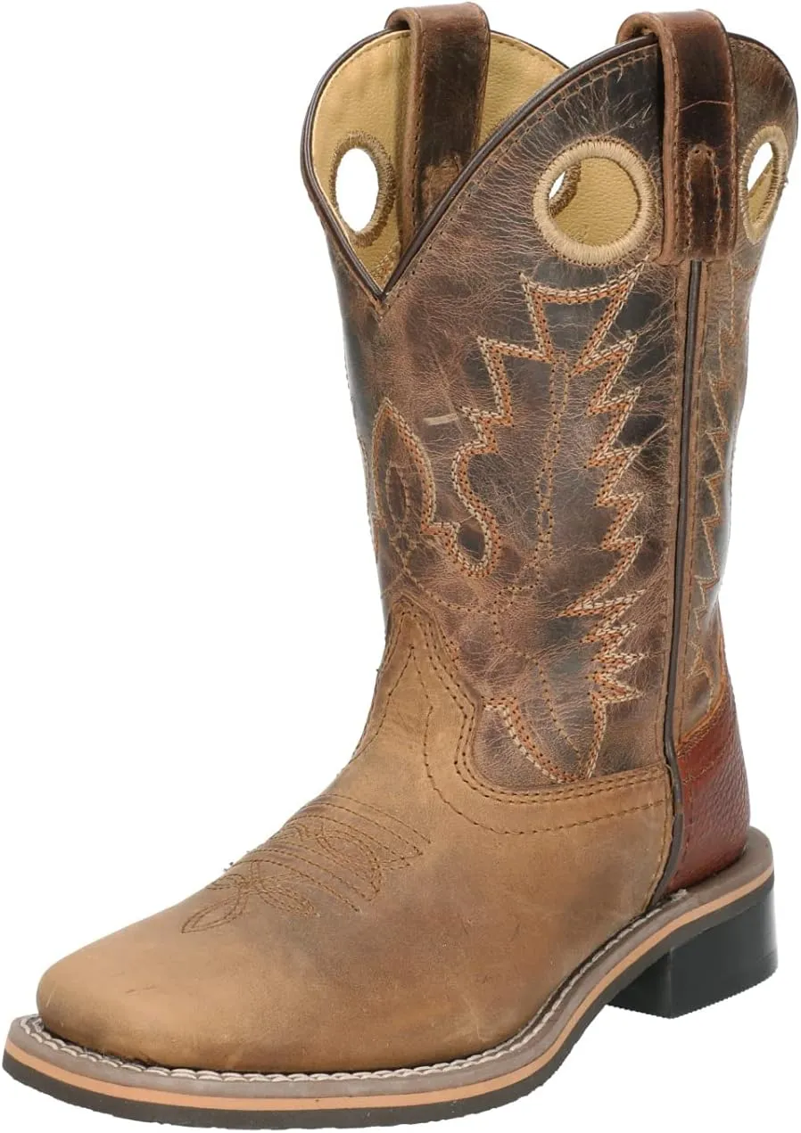 Smoky Toddler's Stars and Stripes Patriotic Western Cowboy Boots - Vintage Brown