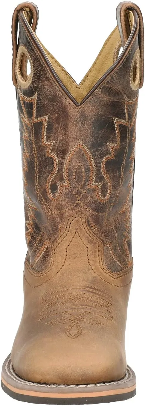 Smoky Toddler's Stars and Stripes Patriotic Western Cowboy Boots - Vintage Brown