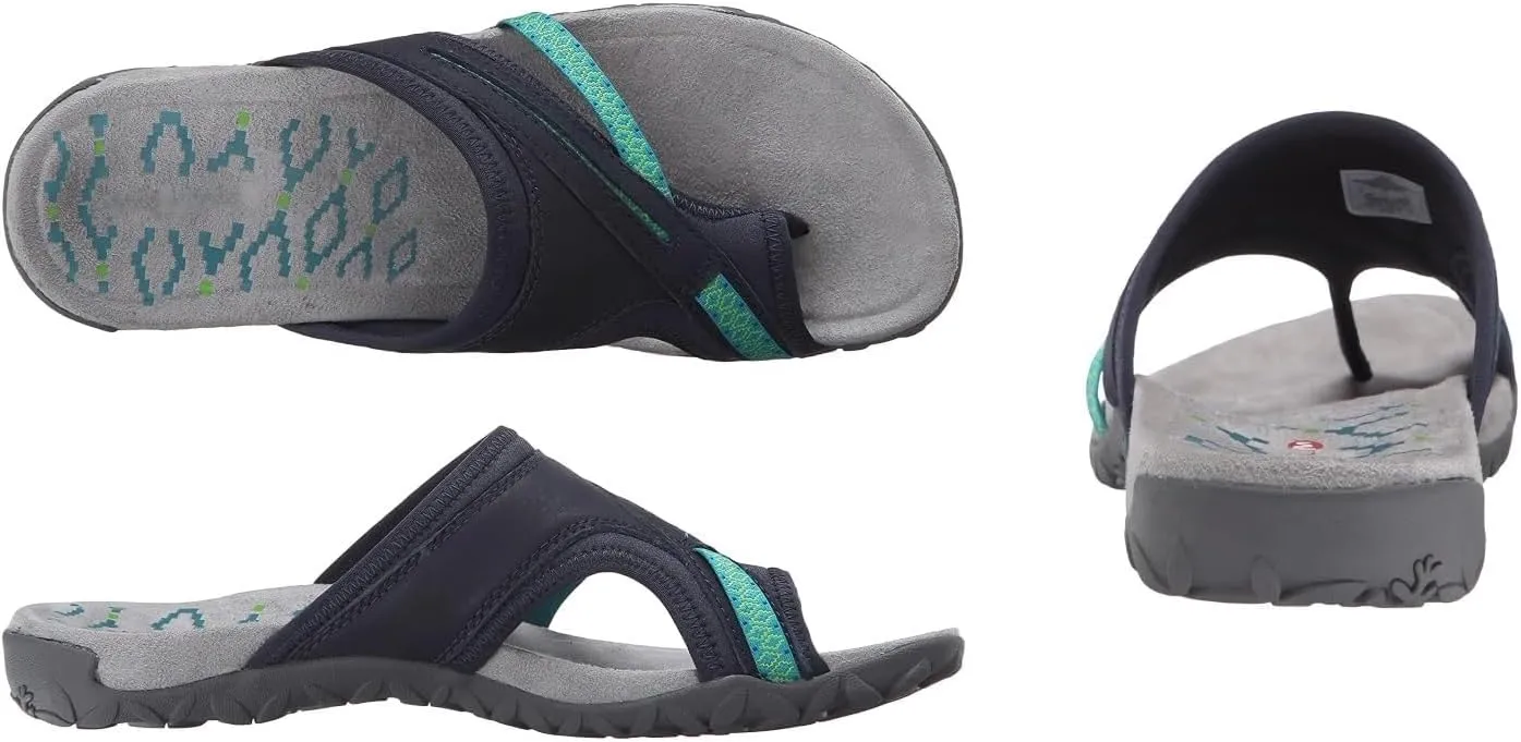 Smoneyful Women's Post Orthopedic Arch Support Sandals with Toe Ring Loop Flip Flops Comfort for Plantar Fasciitis