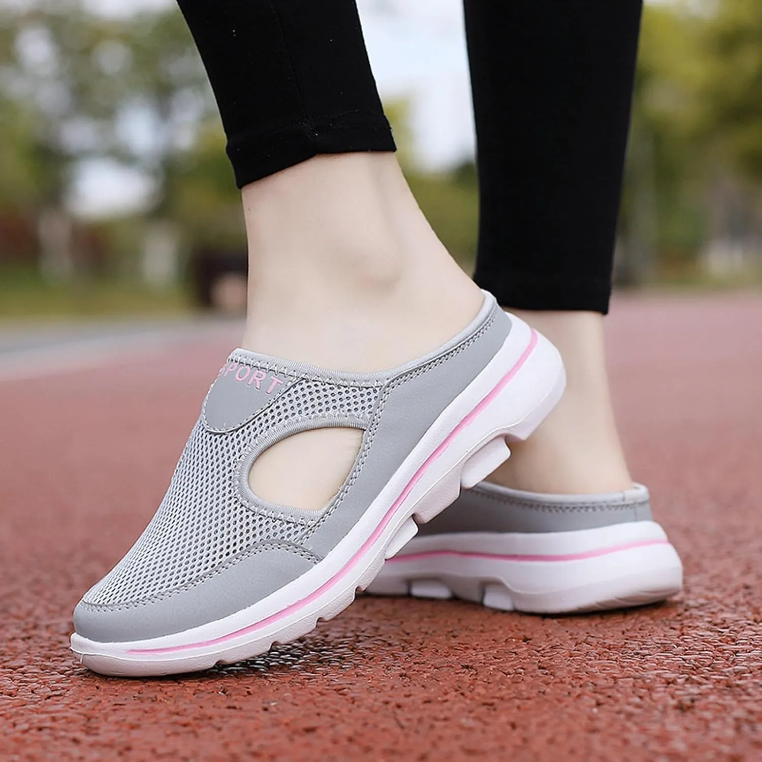 Sneakers for Women Breathable Mesh Walking Mules Shoes Lightweight Slip On Backless Comfort Wedge Platform Loafers