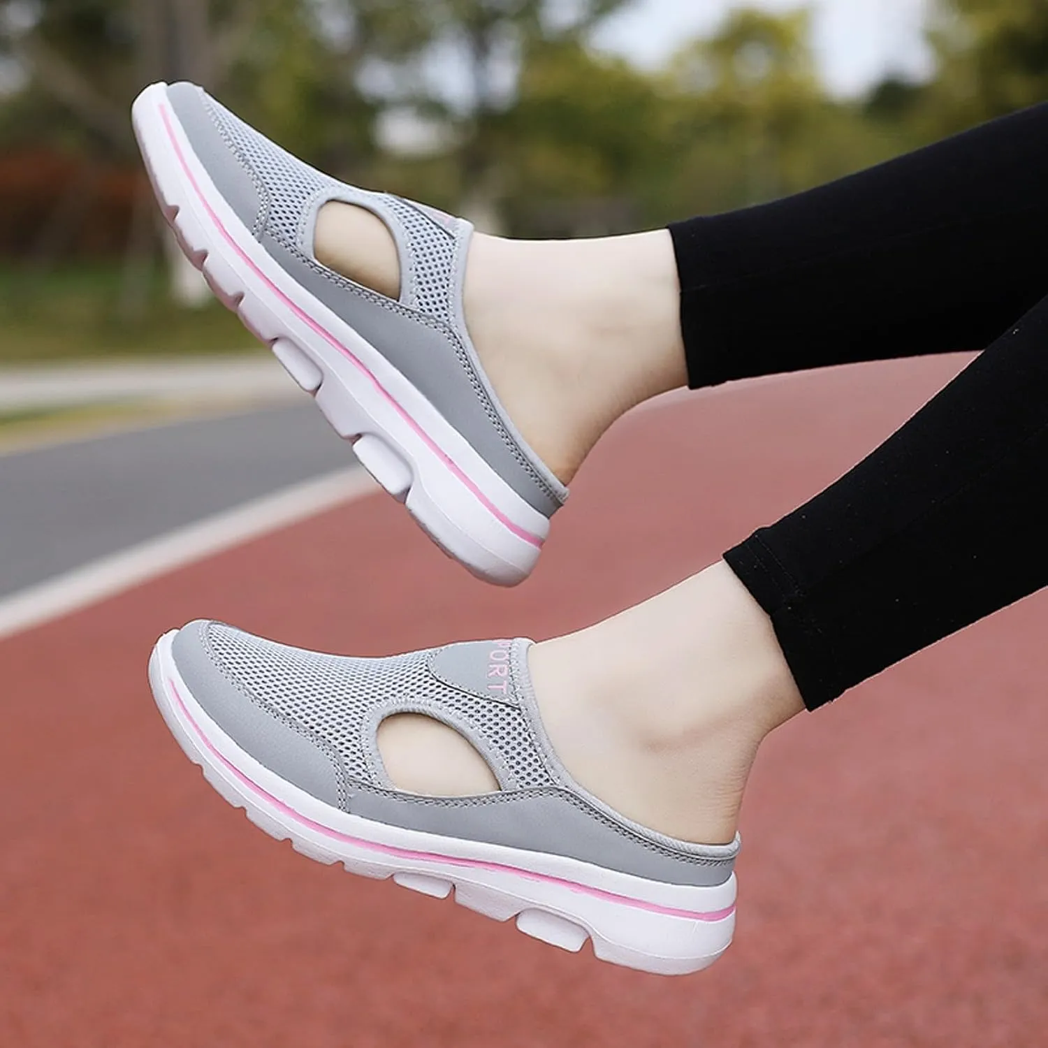 Sneakers for Women Breathable Mesh Walking Mules Shoes Lightweight Slip On Backless Comfort Wedge Platform Loafers