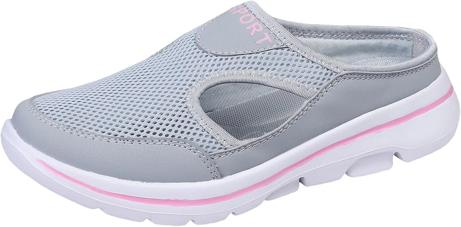 Sneakers for Women Breathable Mesh Walking Mules Shoes Lightweight Slip On Backless Comfort Wedge Platform Loafers