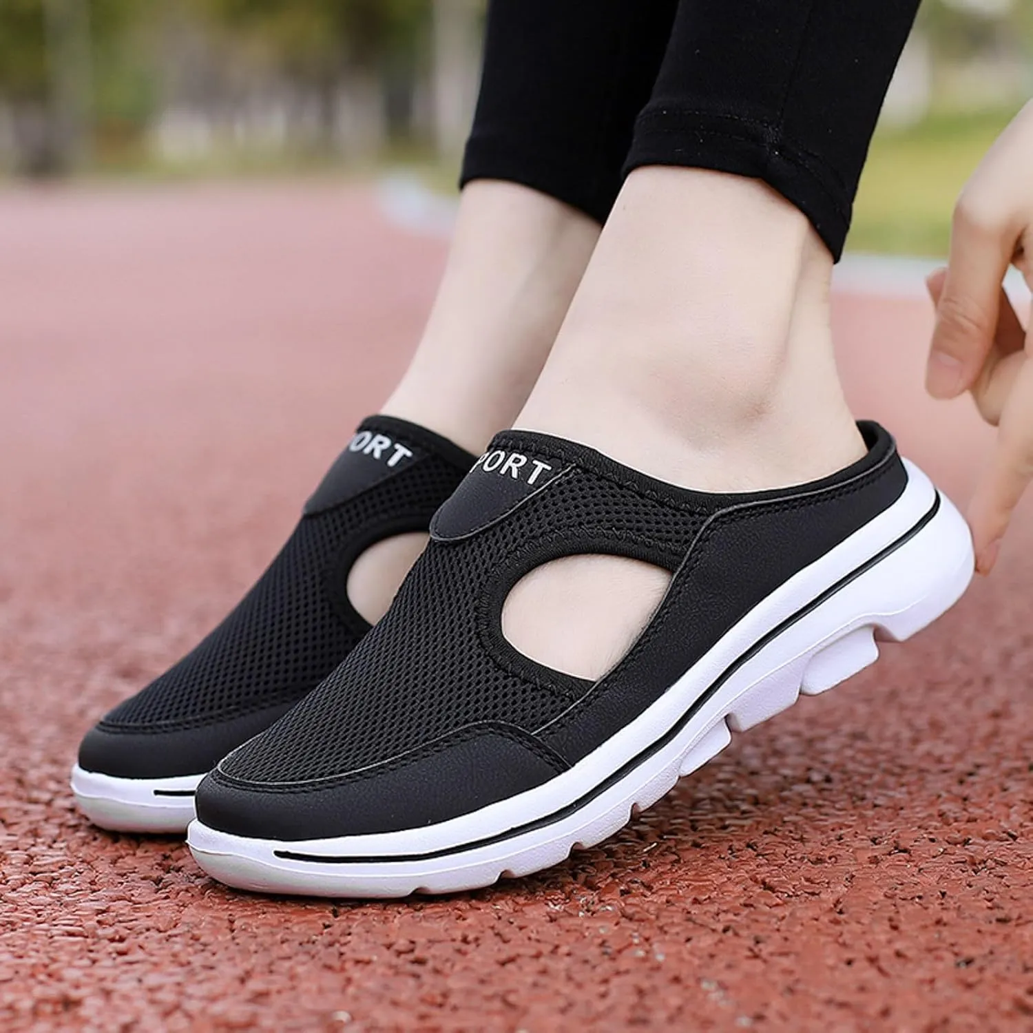 Sneakers for Women Breathable Mesh Walking Mules Shoes Lightweight Slip On Backless Comfort Wedge Platform Loafers