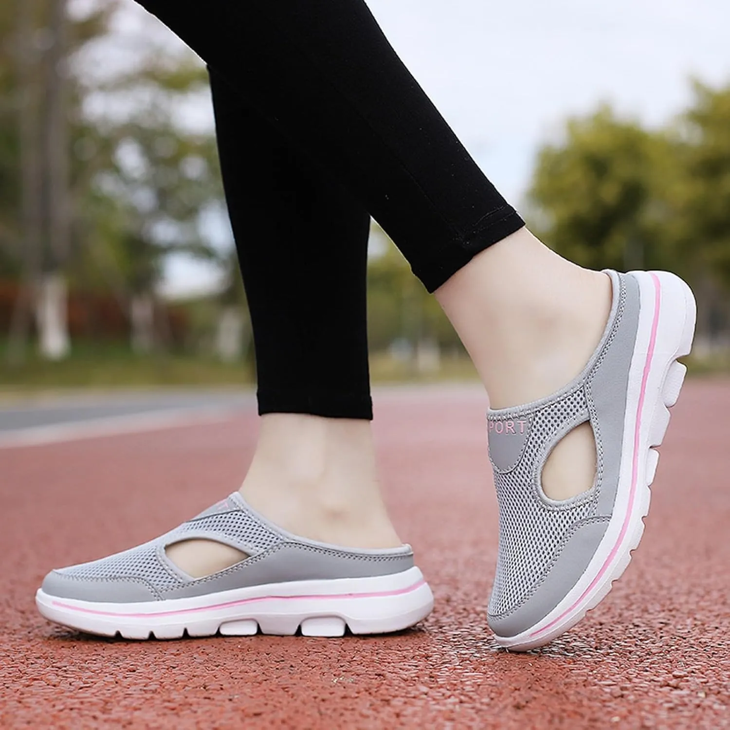 Sneakers for Women Breathable Mesh Walking Mules Shoes Lightweight Slip On Backless Comfort Wedge Platform Loafers