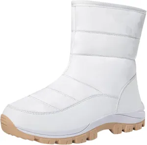 Snow Boots for Women Winter Shoes Water-proof Insulated Mid-Calf Booties Cold Weather Warm Fleece Lined Wide Outdoor Boot Platform Fashion High-Top Sneakers Comfortable Slip On Boots for Women