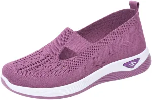 Summer Loafers for Women Woven Orthopedic Breathable Soft Shoes Lightweight Comfortable Mesh Trainers Soft Sole Arch Support Walking Shoes Ladies Air Cushion Athletic Shoes