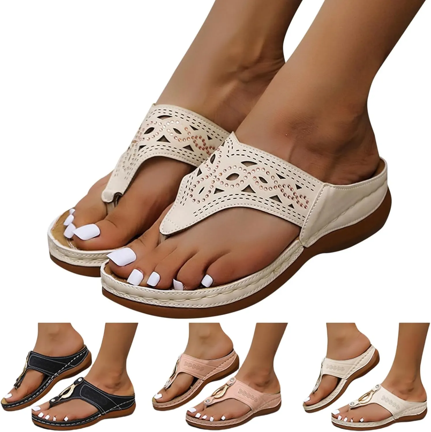 Summer Sandals for Women 2025 Wedge Comfortable Orthopedic Spring Shoes Womens Dressy Casual Walking Flip Flops