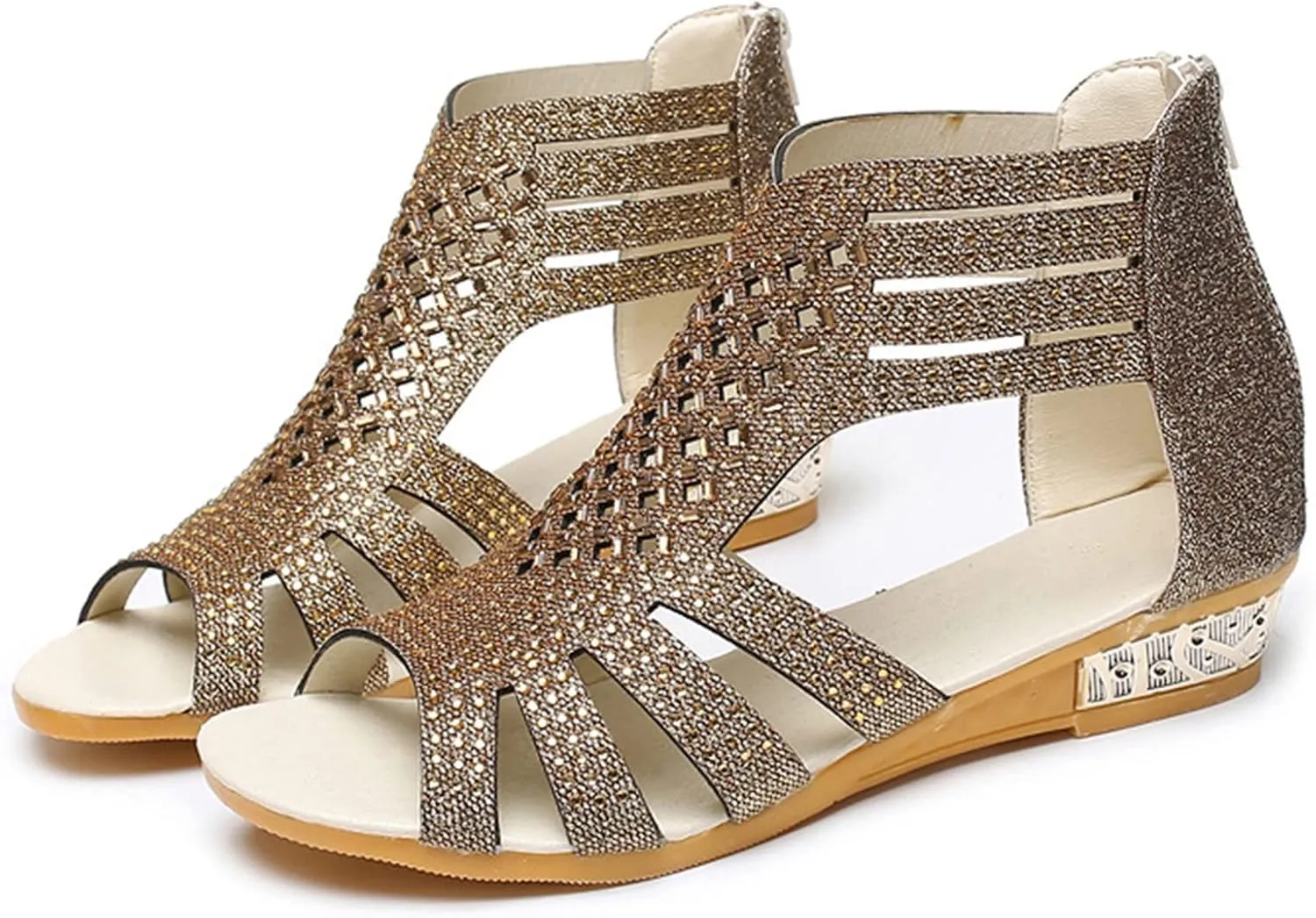 Summer Sandals for Women, Sandals for Women Dressy Boho Sandals Casual Sandals Low Wedges Peep Toe Wrapp Sandals
