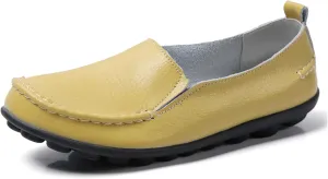 Sunporx Women's Casual Loafers Comfortable Slip on Moccasins Leather Flats Shoes Casual Walking Driving Loafers