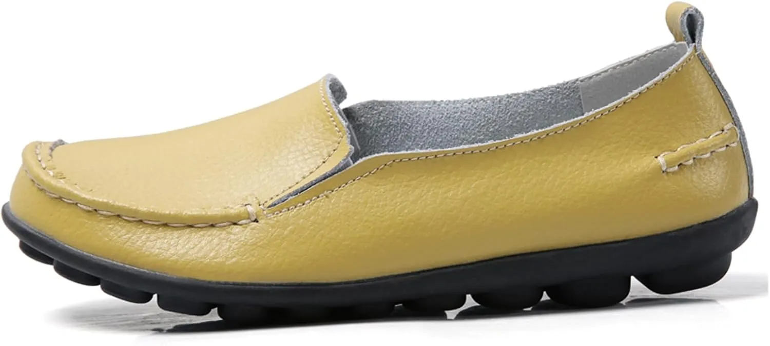 Sunporx Women's Casual Loafers Comfortable Slip on Moccasins Leather Flats Shoes Casual Walking Driving Loafers