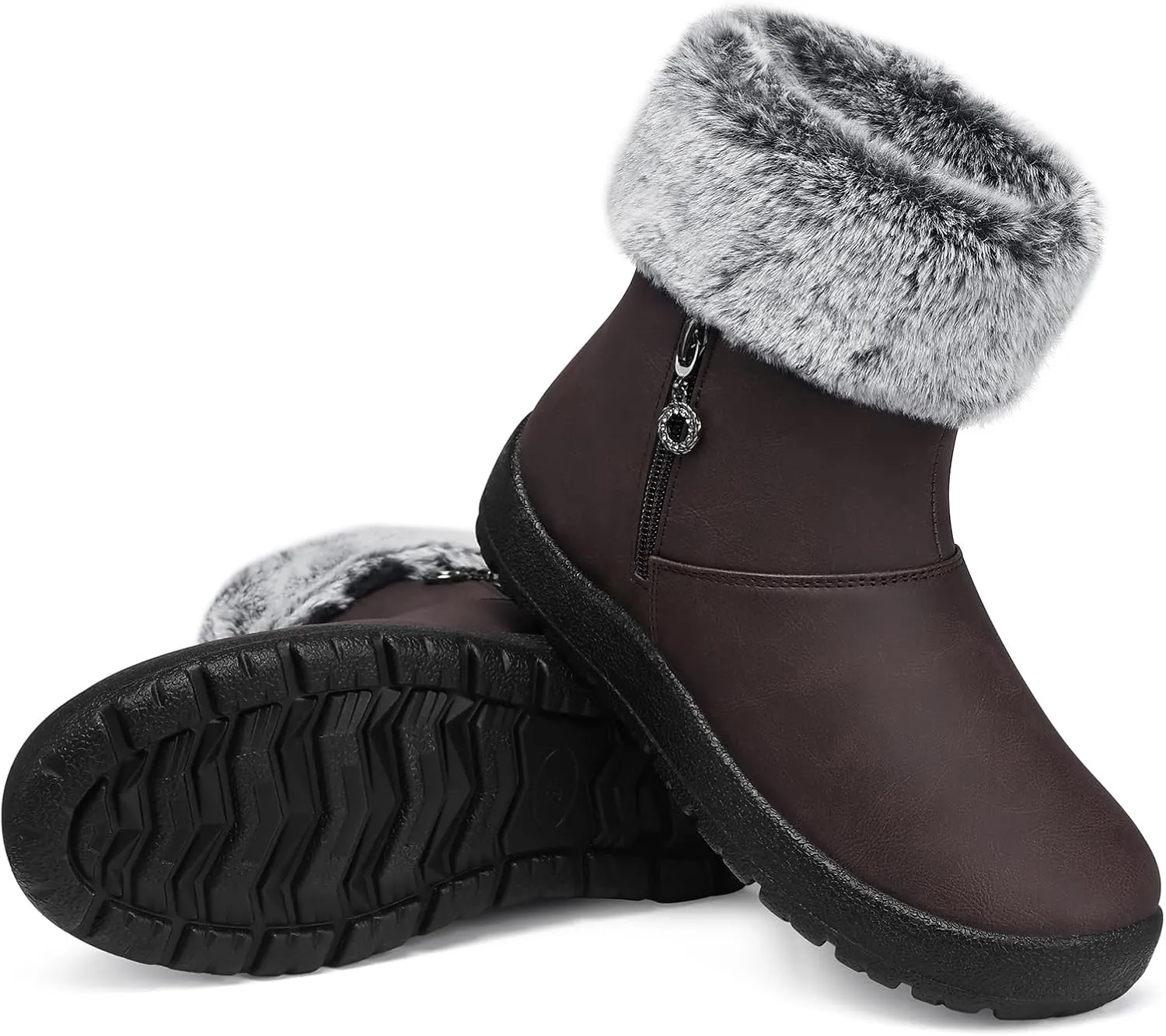 TEMOFON Winter Snow Boots for Women Brown Size 9