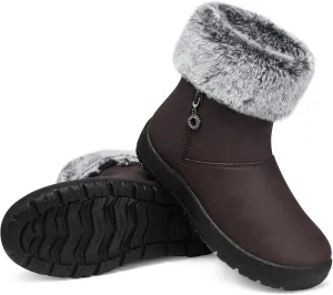 TEMOFON Winter Snow Boots for Women Brown Size 9