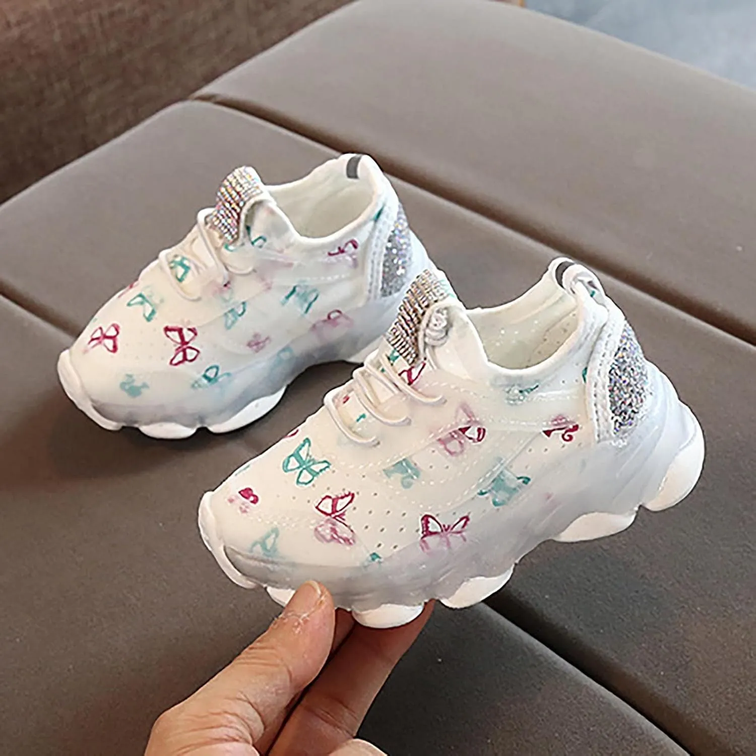 Toddler Boys Girls Light Up Shoes Little Kids Flashing Led Sneakers Running Shoes Butterfly Print LED Shoes