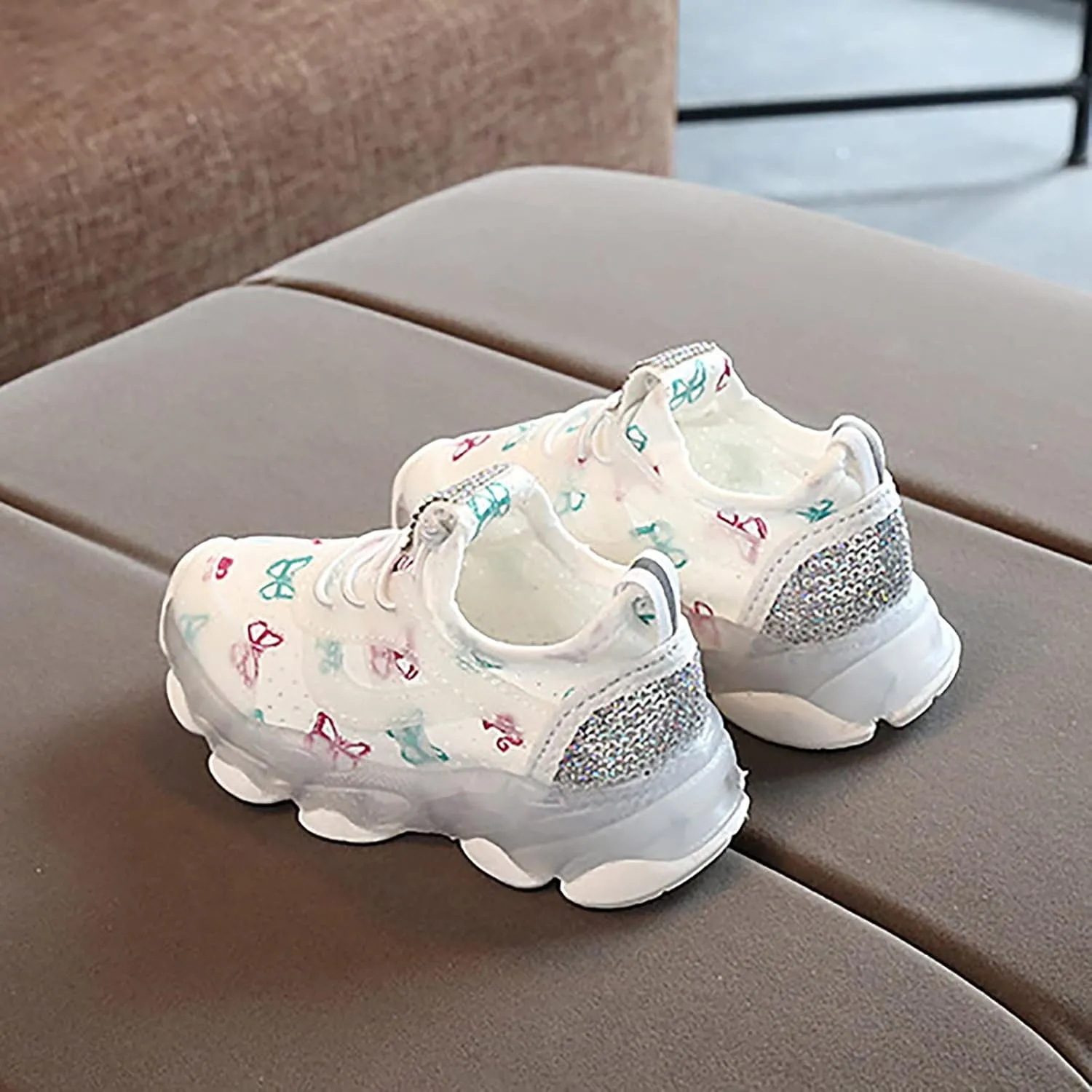 Toddler Boys Girls Light Up Shoes Little Kids Flashing Led Sneakers Running Shoes Butterfly Print LED Shoes