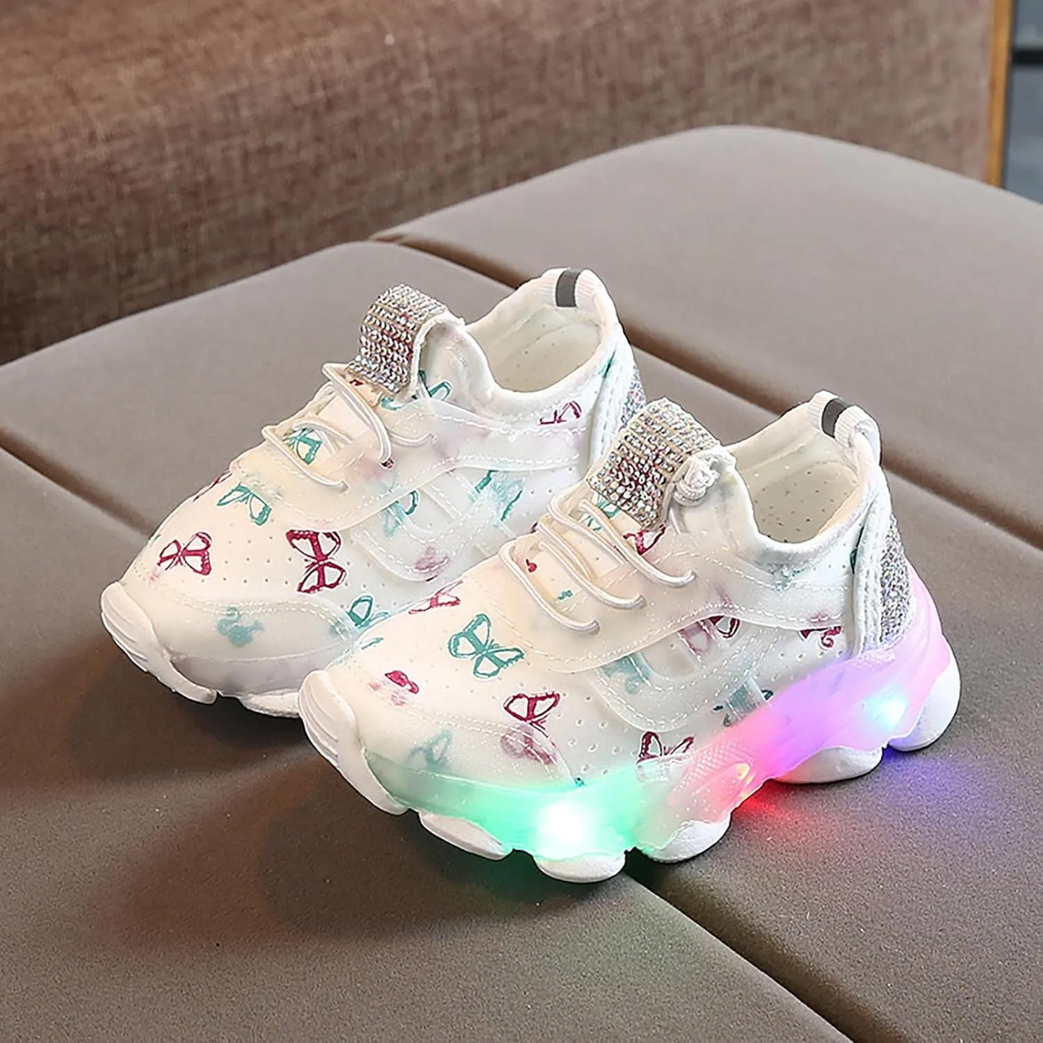 Toddler Boys Girls Light Up Shoes Little Kids Flashing Led Sneakers Running Shoes Butterfly Print LED Shoes