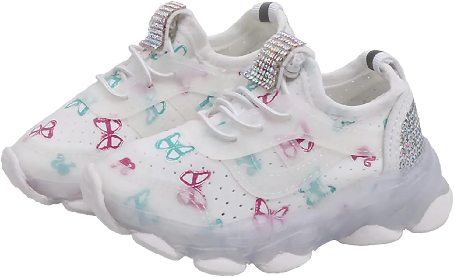 Toddler Boys Girls Light Up Shoes Little Kids Flashing Led Sneakers Running Shoes Butterfly Print LED Shoes