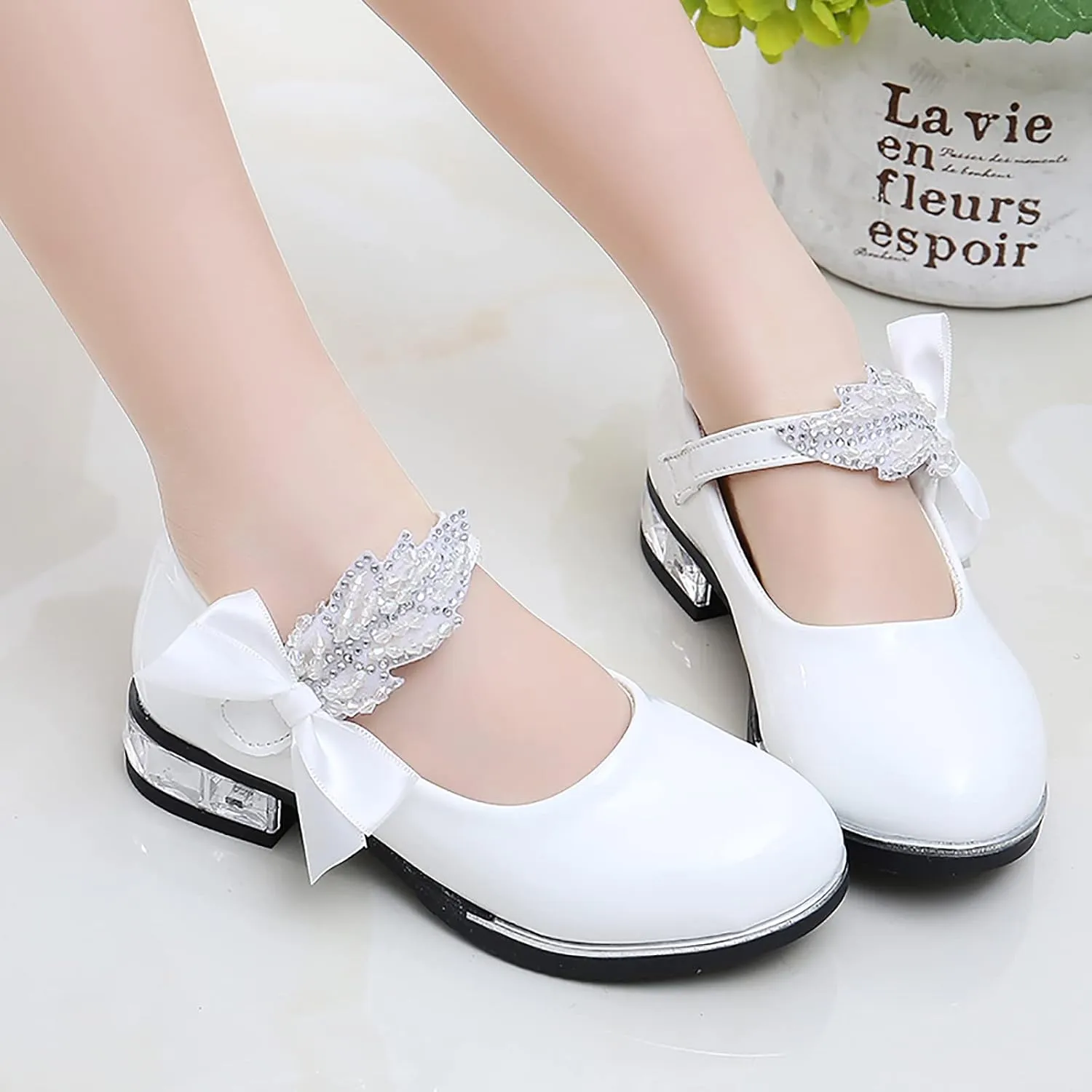 Toddler Princess Shoes,Little Girls Kids Low Heel Bowknot Princess Shoes Wedding School Party Dress Shoes 3-13 Years