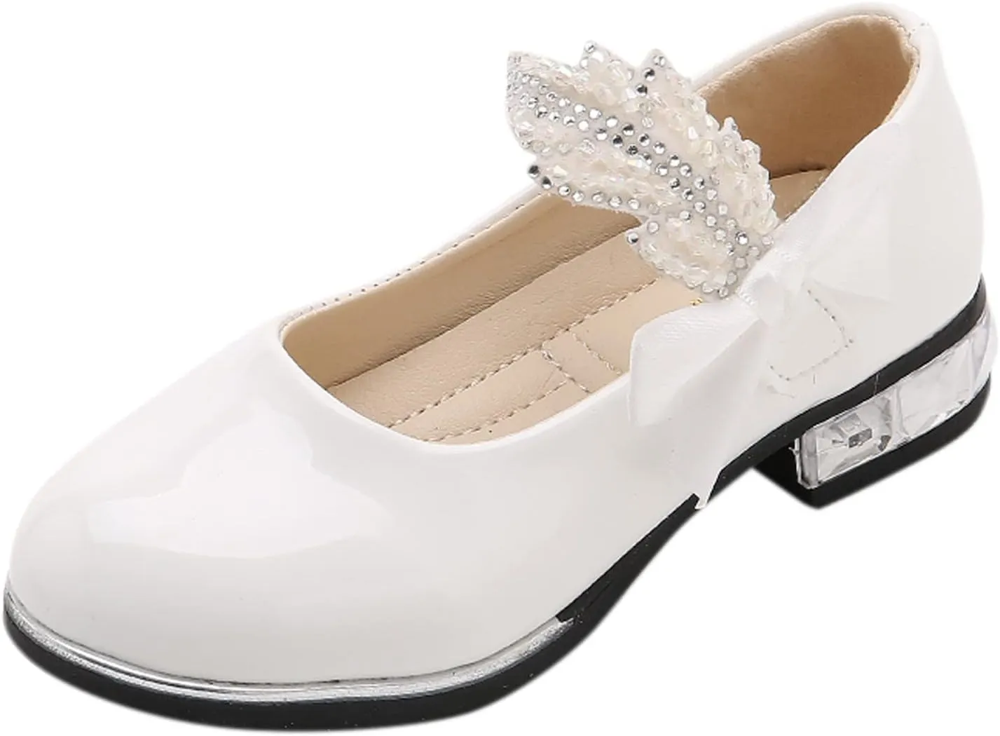 Toddler Princess Shoes,Little Girls Kids Low Heel Bowknot Princess Shoes Wedding School Party Dress Shoes 3-13 Years