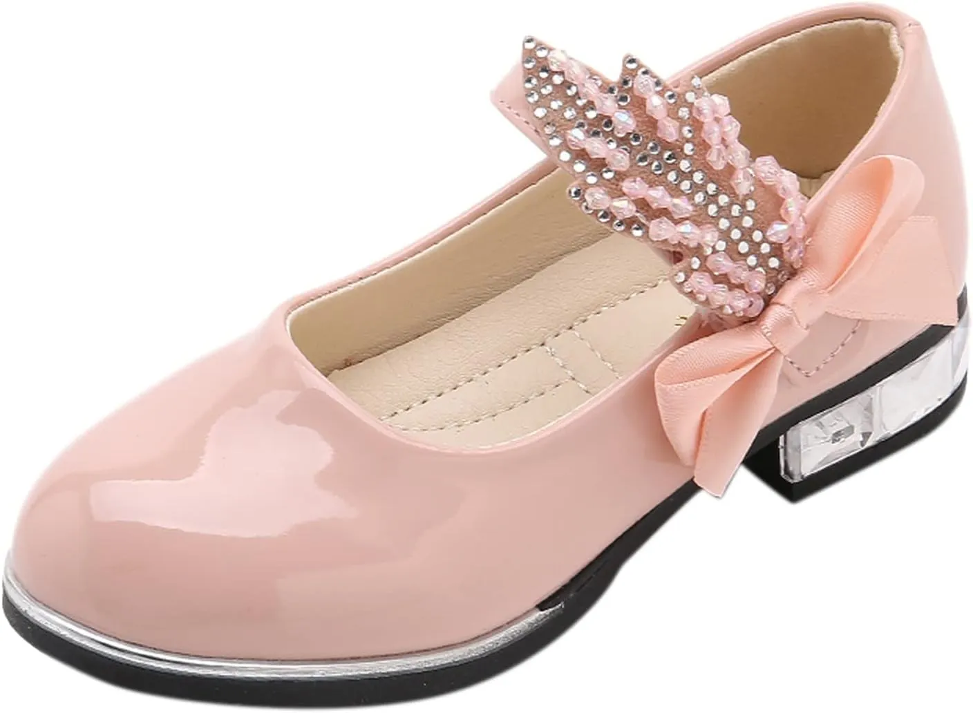Toddler Princess Shoes,Little Girls Kids Low Heel Bowknot Princess Shoes Wedding School Party Dress Shoes 3-13 Years