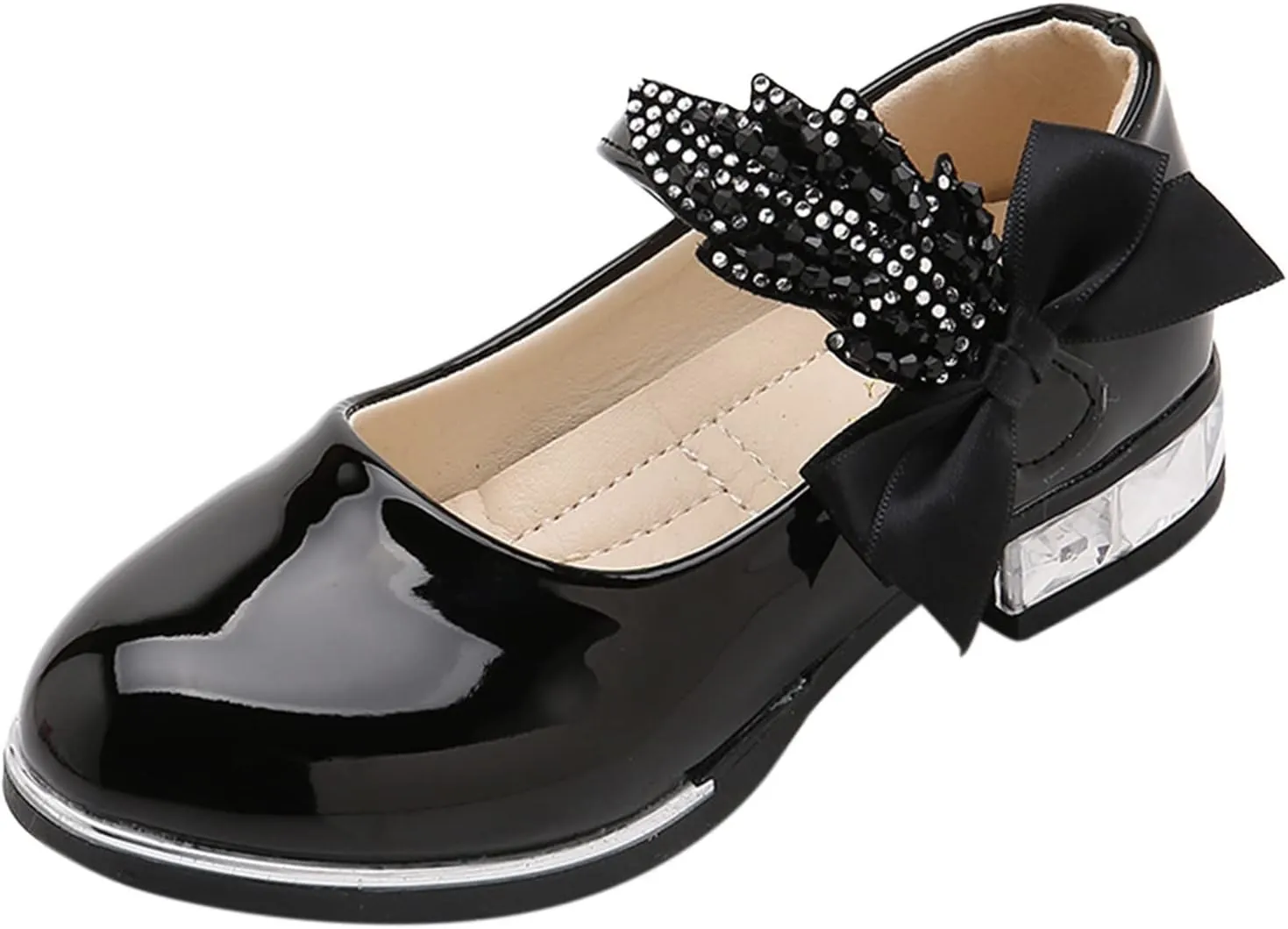 Toddler Princess Shoes,Little Girls Kids Low Heel Bowknot Princess Shoes Wedding School Party Dress Shoes 3-13 Years