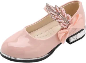 Toddler Princess Shoes,Little Girls Kids Low Heel Bowknot Princess Shoes Wedding School Party Dress Shoes 3-13 Years