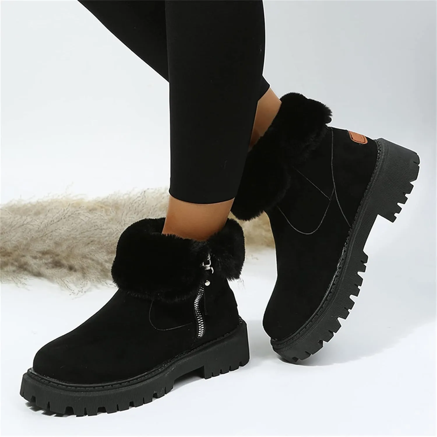 Trending Winter Boots For Women 2024 Snow Boots Slip on Fur Lined Cold Weather Warm Ankle Booties Loafers Shoes