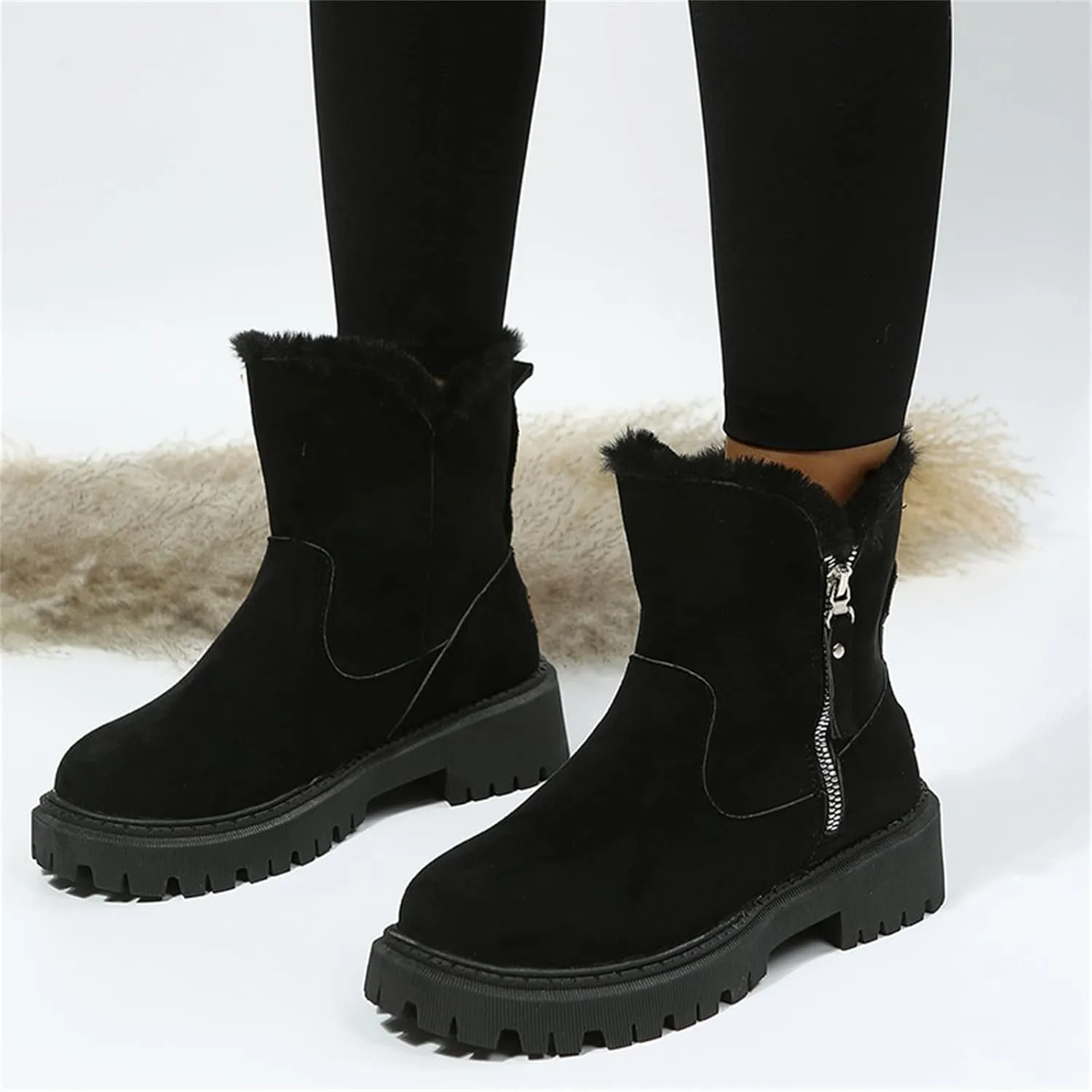 Trending Winter Boots For Women 2024 Snow Boots Slip on Fur Lined Cold Weather Warm Ankle Booties Loafers Shoes