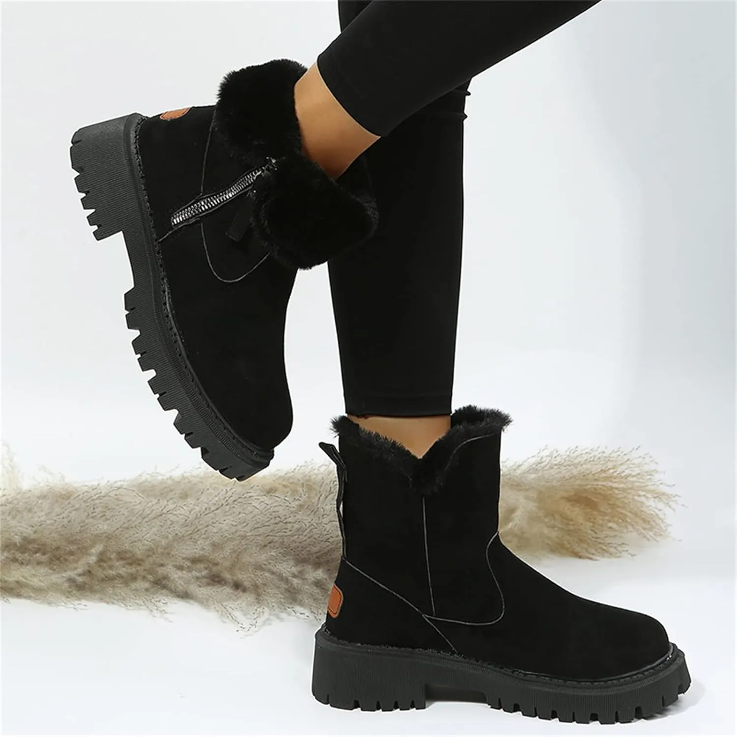 Trending Winter Boots For Women 2024 Snow Boots Slip on Fur Lined Cold Weather Warm Ankle Booties Loafers Shoes