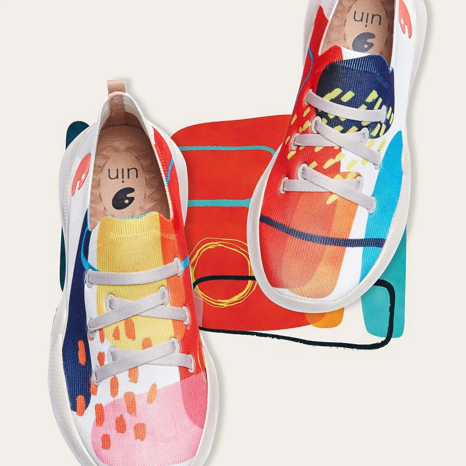 UIN Women's Fashion Sneakers Lightweight Walking Casual Slip Ons Comfortable Art Painted Athletic Travel Shoes