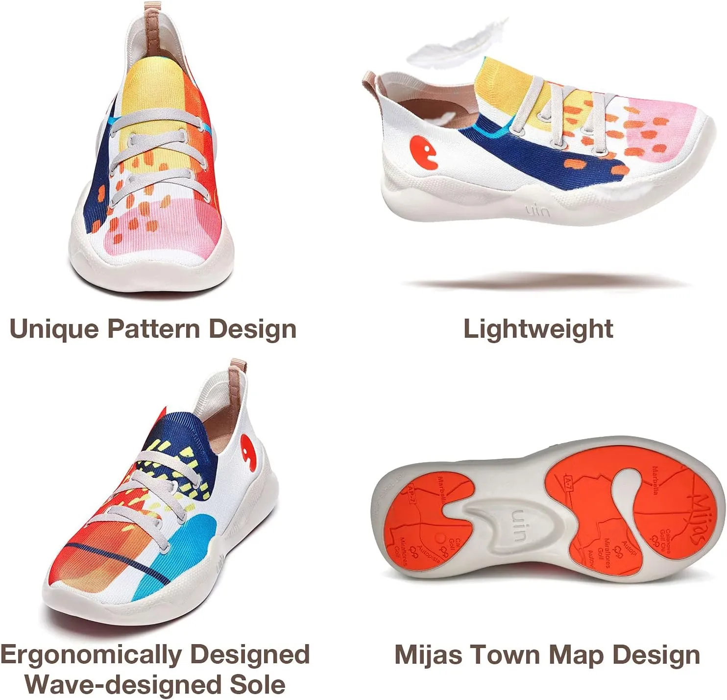 UIN Women's Fashion Sneakers Lightweight Walking Casual Slip Ons Comfortable Art Painted Athletic Travel Shoes