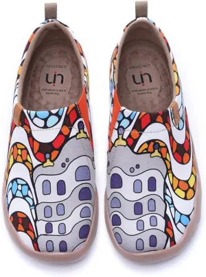 UIN Women's Slip Ons Art Painted Loafers Comfort Walking Canvas Flats Casual Travel Shoes Toledo La Pedrera (7.5)