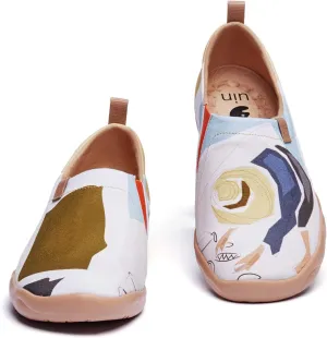 UIN Women's Slip Ons Canvas Lightweight Flats Sneakers Walking Casual Loafers Comfortable Art Painted Travel Shoes Fishing (7.5)
