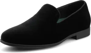 Vance Mens Giovanni Venetian Dress Loafer Black Velour Black Faux Patent Leather Almond-Toe 6mm Vance Comfort System Insole Black Velour 11 Medium Mens US