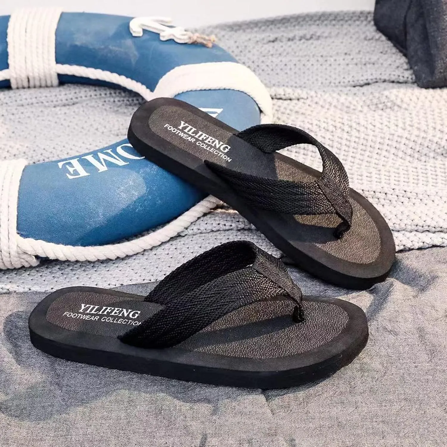 Vickyleb Flip Flops for Men Waterproof,Men's Flip Flops Slippers Slip Breathable Casual Beach Sandals