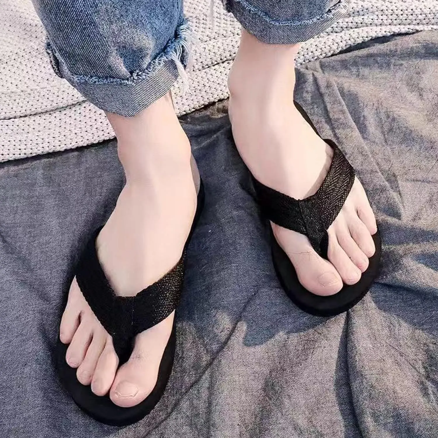 Vickyleb Flip Flops for Men Waterproof,Men's Flip Flops Slippers Slip Breathable Casual Beach Sandals