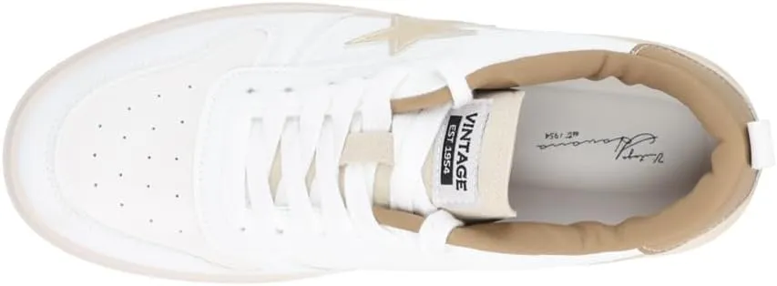 Vintage Havana Womens Aura Metallic Platform Lace Up Sneakers Shoes Casual - Black, Black, White