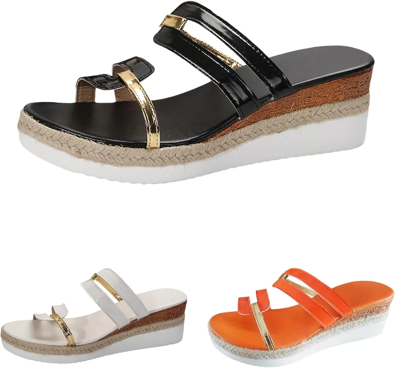 Wedge Sandals for Women Summer Open Toe Slippers Casual Wedges Slip on Platform Sandals Beach Travel Walking Shoes2