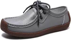 WERWAES Womens Loafers Ladies Leather Moccasin Fashion Penny Loafers Comfortable driving Slip on Lightweight Soft Work Shoes Breathable Round Toe Womens Flat Shoes for Walking Office