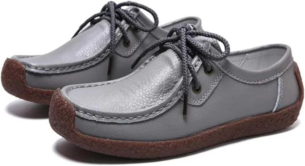 WERWAES Womens Loafers Ladies Leather Moccasin Fashion Penny Loafers Comfortable driving Slip on Lightweight Soft Work Shoes Breathable Round Toe Womens Flat Shoes for Walking Office