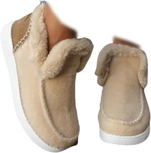 Winter Boots For Women 2024 Dressy Warm Fur Lined Snow Short Ankle Booties Fashion Comfortable Slip On Loafers Shoes